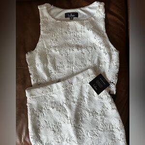 Lulu's white lace two piece skirt set